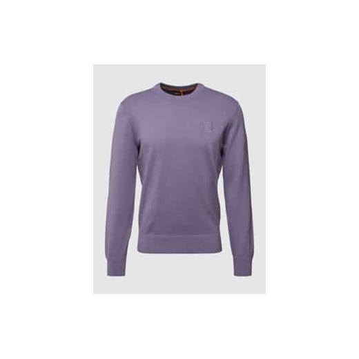 Sweter z dzianiny z wyhaftowanym logo model ‘Kanovano’ ze sklepu Peek&Cloppenburg  w kategorii Swetry męskie - zdjęcie 178077010