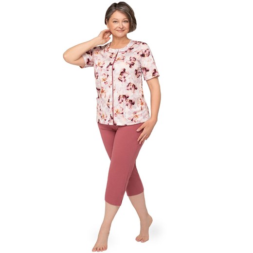 Rozpinana piżama damska Maria I 200 23, Kolor bordowy-wzór, Rozmiar 3XL, MARTEL ze sklepu Intymna w kategorii Piżamy damskie - zdjęcie 178079142