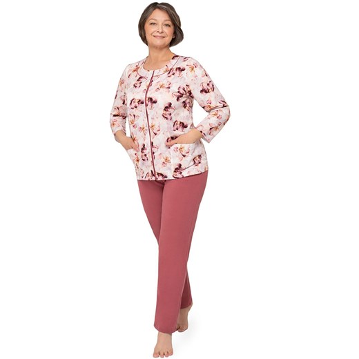 Długa piżama damska Maria III 202 23, Kolor bordowy-wzór, Rozmiar 2XL, MARTEL ze sklepu Intymna w kategorii Piżamy damskie - zdjęcie 178079182