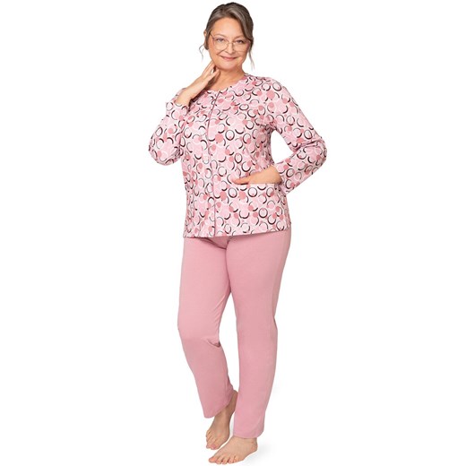 Długa piżama damska Maria III 202 26, Kolor różowy-wzór, Rozmiar 3XL, MARTEL ze sklepu Intymna w kategorii Piżamy damskie - zdjęcie 178079193