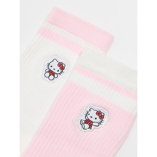 Cropp - 2 pack różowo-białych skarpet Hello Kitty - różowy Cropp 35-38 Cropp