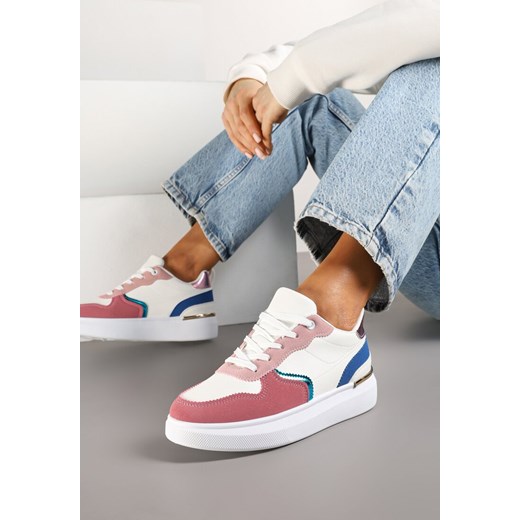 Biało-Różowe Sneakersy z Metalicznymi Aplikacjami Terlexia ze sklepu renee.pl w kategorii Buty sportowe damskie - zdjęcie 178088611