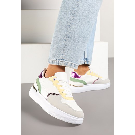 Biało-Zielone Sneakersy z Metalicznymi Aplikacjami Terlexia ze sklepu renee.pl w kategorii Buty sportowe damskie - zdjęcie 178088623