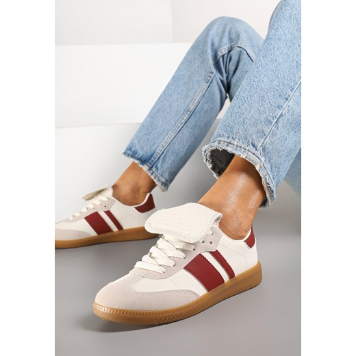 Beżowo-Bordowe Sneakersy w Stylu Tenisówek z Wywinięciem Aveloren ze sklepu renee.pl w kategorii Buty sportowe damskie - zdjęcie 178090422