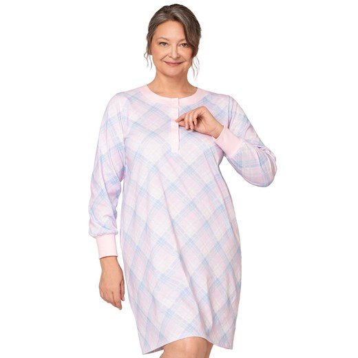 Koszula nocna z długim rękawem Agata III 257 22, Kolor różowy-wzór, Rozmiar 2XL, MARTEL ze sklepu Intymna w kategorii Koszule nocne - zdjęcie 178098772