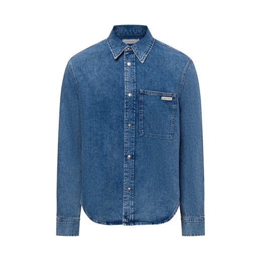 Calvin Klein Jeans Męska koszula casual Mężczyźni Comfort Fit Bawełna blue stone jednolity ze sklepu vangraaf w kategorii Koszule męskie - zdjęcie 178099472