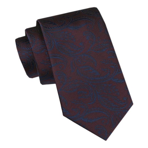 Elegancki Krawat Męski - Alties - Bordowy, Niebieski Motyw Kwiatowy KRALTS1099 ze sklepu JegoSzafa.pl w kategorii Krawaty - zdjęcie 178099600