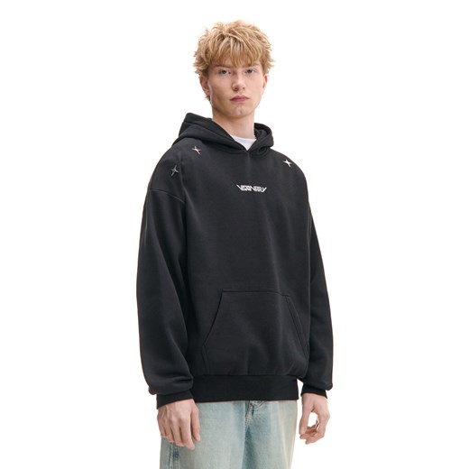 Cropp - Czarna bluza loose z aplikacjami - czarny ze sklepu Cropp w kategorii Bluzy męskie - zdjęcie 178100343