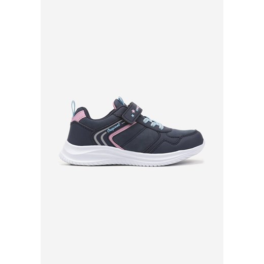 Granatowe Buty Sportowe Sneakersy z Napisem i Geometrycznym Wzorem Iloniel ze sklepu born2be.pl w kategorii Buty sportowe dziecięce - zdjęcie 178101434