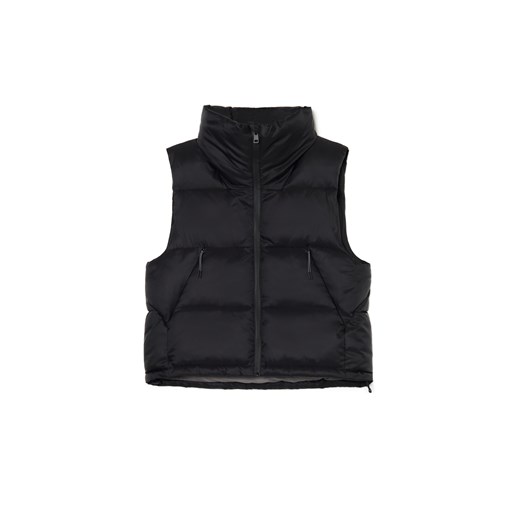 Cropp - Czarna pikowana kamizelka z kieszeniami - czarny Cropp XS Cropp