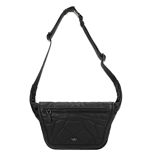 Wojas Czarna Skórzana Torebka Nerka Z Pikowanym Geometrycznym Wzorem Wojas  Wojas