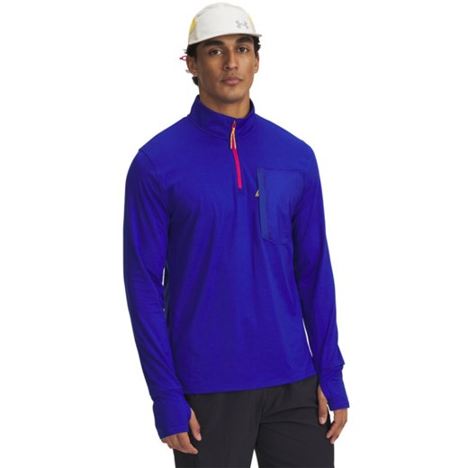 Męski longsleeve do biegania Under Armour UA Trail Run Quarter Zip - niebieski ze sklepu Sportstylestory.com w kategorii T-shirty męskie - zdjęcie 178107654