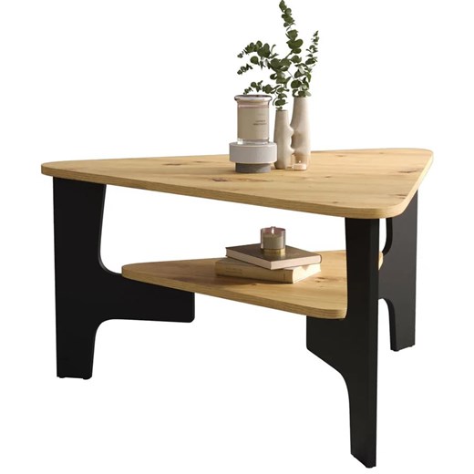 Trójkątny designerski stolik kawowy dąb artisan + czarny - Semal 4X ze sklepu Edinos.pl w kategorii Stoliki kawowe - zdjęcie 178107712