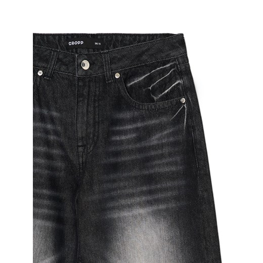 Cropp - Czarne jeansy baggy low waist w stylu vintage - czarny Cropp 42 Cropp