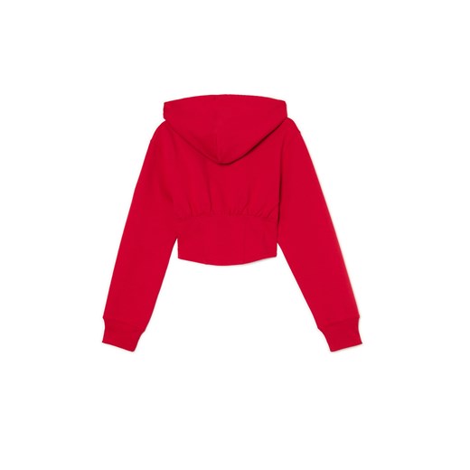 Cropp - Czerwona krótka bluza z kapturem - czerwony Cropp M Cropp