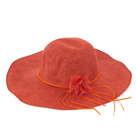 Kapelusz z kwiatkiem i wstążką szaleo pomaranczowy kapelusz