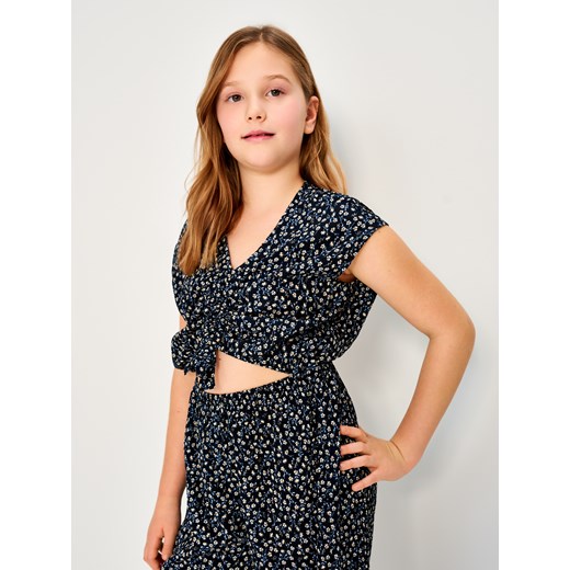 Sinsay - Letni kombinezon wide leg w kwiatki - czarny Sinsay 146 Sinsay