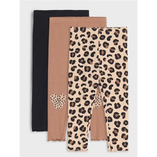 Sinsay - Legginsy z miękkiej dzianiny 3 pack - beżowy ze sklepu Sinsay w kategorii Legginsy niemowlęce - zdjęcie 178115851
