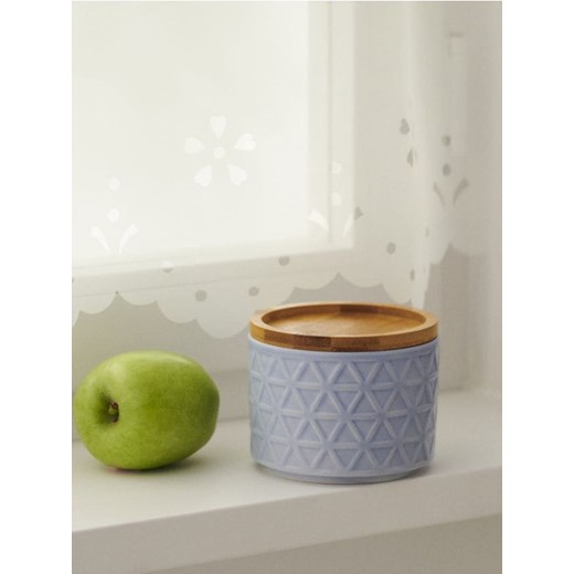 Sinsay - Ceramiczny pojemnik do przechowywania z bambusową pokrywką - niebieski Sinsay One Size Sinsay