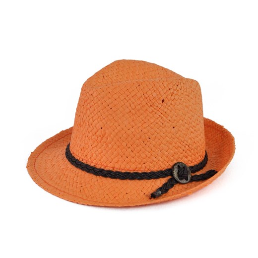 Kapelusz na lato z rzemykiem szaleo pomaranczowy kapelusz