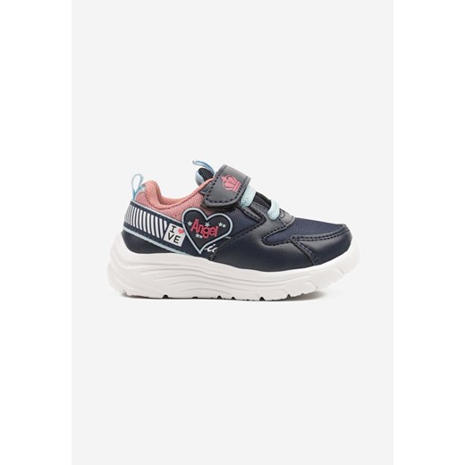 Granatowo-Różowe Buty Sportowe Sneakersy z Sercem i Napisem Aralineis ze sklepu born2be.pl w kategorii Buty sportowe dziecięce - zdjęcie 178119310