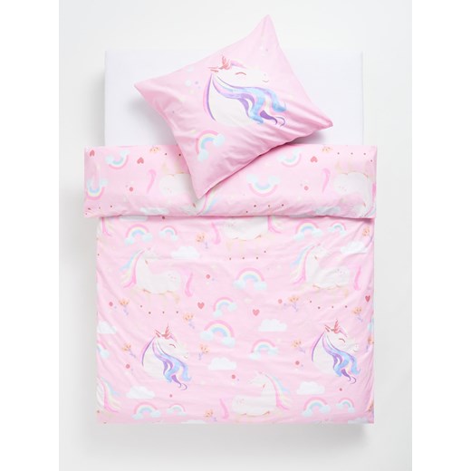 Sinsay - Komplet pościeli bawełnianej w jednorożce - różowy Sinsay One Size Sinsay
