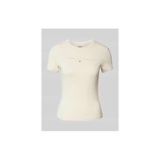 T-shirt z prążkowanym okrągłym dekoltem ze sklepu Peek&Cloppenburg  w kategorii Bluzki damskie - zdjęcie 178122583