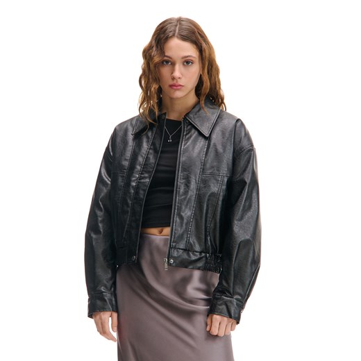 Cropp - Czarna ramoneska oversize UNISEX - czarny ze sklepu Cropp w kategorii Kurtki damskie - zdjęcie 178122630