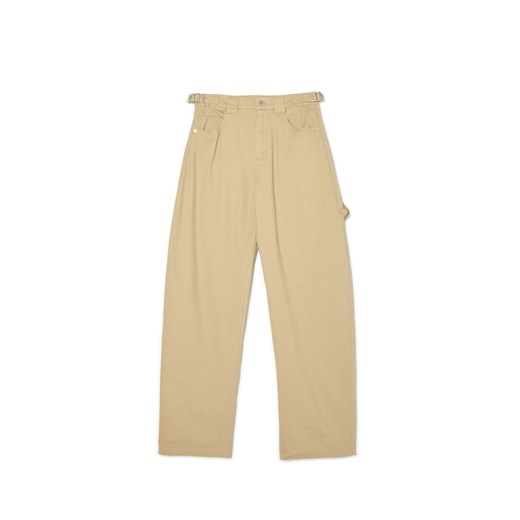 Cropp - Beżowe bawełniane spodnie baggy - beżowy ze sklepu Cropp w kategorii Spodnie damskie - zdjęcie 178122661