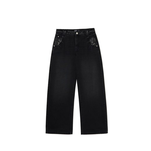 Cropp - Czarne jeansy baggy - czarny ze sklepu Cropp w kategorii Jeansy damskie - zdjęcie 178122744