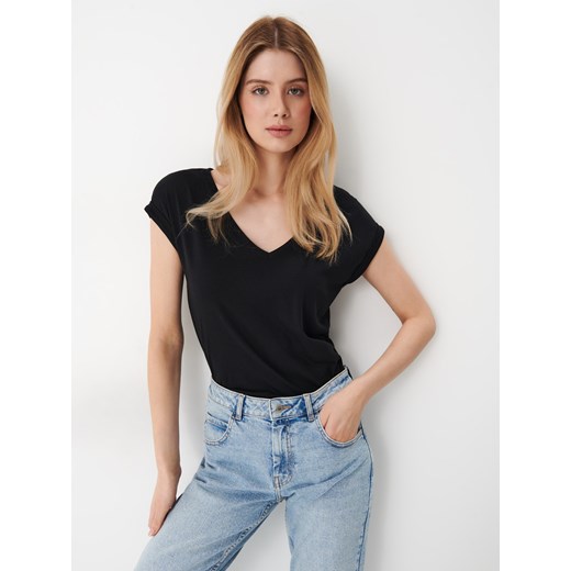 Mohito - Czarny t-shirt - czarny Mohito M Mohito