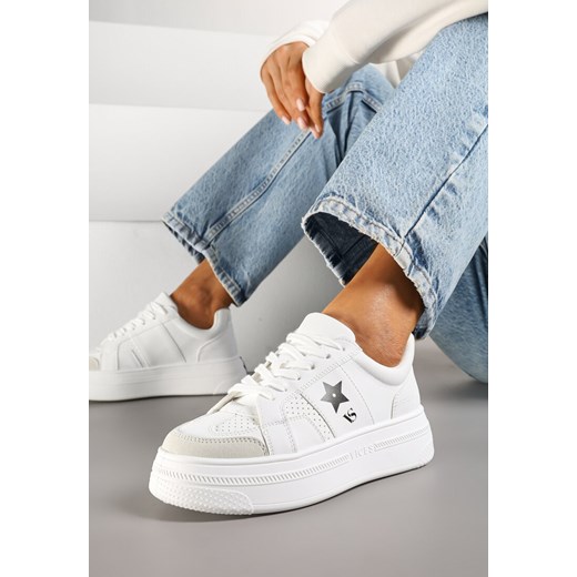 Biało-Czarne Sneakersy Vices na Grubej Podeszwie Ozdobione Gwiazdką Fenalia ze sklepu born2be.pl w kategorii Buty sportowe damskie - zdjęcie 178123302
