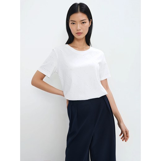 Mohito - Bawełniany t-shirt z dżetami - biały Mohito M Mohito