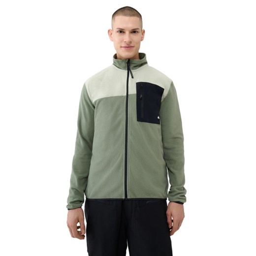 Męski polar rozpinany bez kaptura Quiksilver Aker Full Zip Fleece - zielony ze sklepu Sportstylestory.com w kategorii Bluzy męskie - zdjęcie 178135502