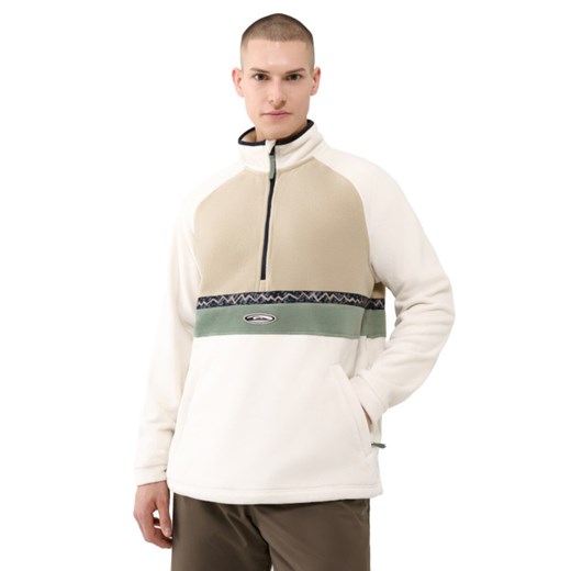 Męski polar nierozpinany bez kaptura Quiksilver Champagne Powder Half Zip Sweatshirt - biały ze sklepu Sportstylestory.com w kategorii Bluzy męskie - zdjęcie 178135512