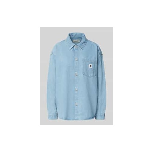 Bluzka jeansowa o kroju regular fit z kieszenią na piersi model ‘Alta’ ze sklepu Peek&Cloppenburg  w kategorii Koszule damskie - zdjęcie 178135882