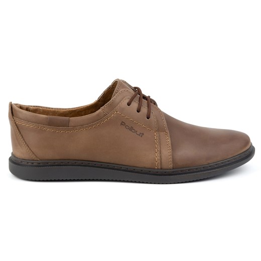 Buty męskie skórzane casual 2131 POLBUT brązowe ze sklepu ButyModne.pl w kategorii Półbuty męskie - zdjęcie 178137513