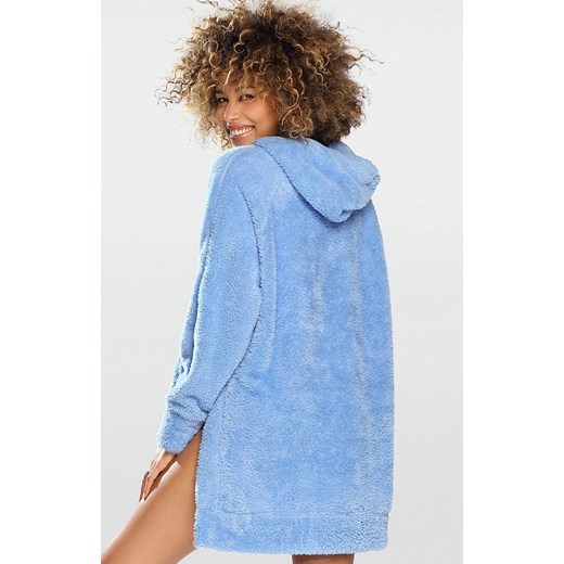 Ciepła kocobluza damska polarowa niebieska Ariela, Kolor niebieski, Rozmiar M, DKaren ze sklepu Intymna w kategorii Szlafroki damskie - zdjęcie 178138941