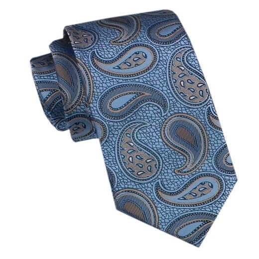 Elegancki Męski Krawat - Alties - Niebieski w Duży Wzór Paisley KRALTS1150 ze sklepu JegoSzafa.pl w kategorii Krawaty - zdjęcie 178139261