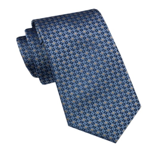 Elegancki Męski Krawat - Alties - Niebieski w Groszki KRALTS1162 ze sklepu JegoSzafa.pl w kategorii Krawaty - zdjęcie 178139263