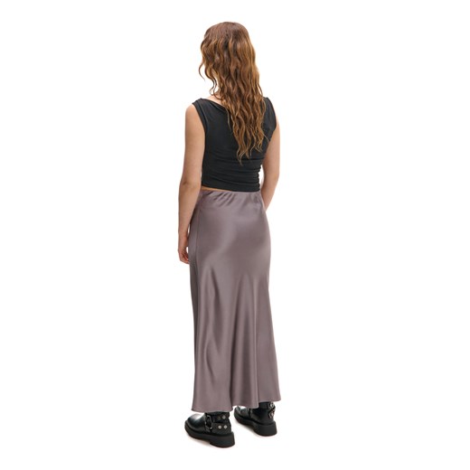 Cropp - Satynowa szara spódnica maxi - szary Cropp XS Cropp