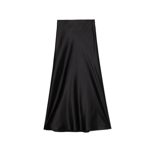 Cropp - Satynowa czarna spódnica maxi - czarny Cropp S Cropp