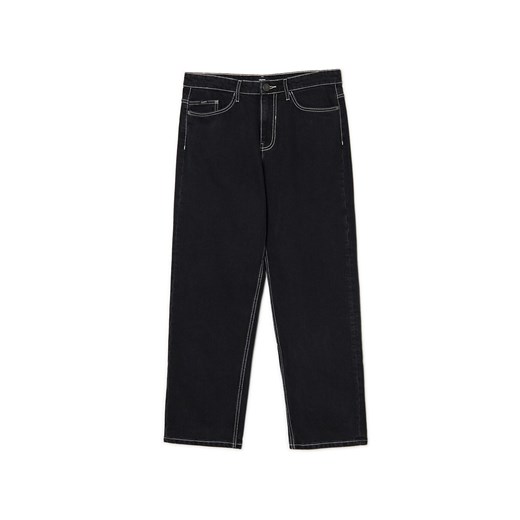 Cropp - Czarne jeansy baggy z białymi przeszyciami - czarny Cropp 30/32 Cropp