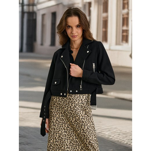 Sinsay - Kurtka ramoneska z paskiem - czarny Sinsay XL Sinsay