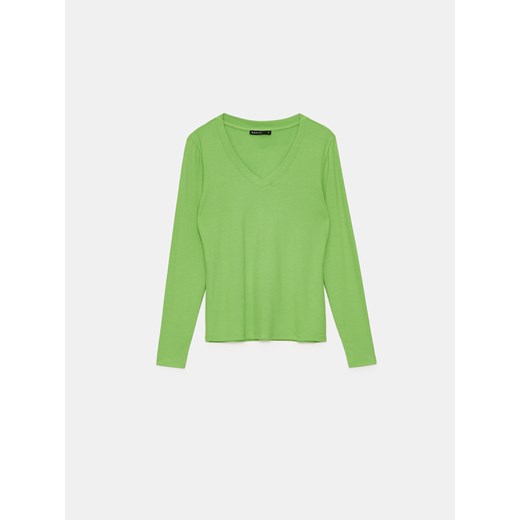 Mohito - Prążkowana zielona bluzka z wiskozą - zielony Mohito XS Mohito