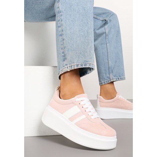 Różowe Sneakersy Klasyczne Tenisówki na Grubej Podeszwie z Koturnem Adessia ze sklepu renee.pl w kategorii Buty sportowe damskie - zdjęcie 178146950