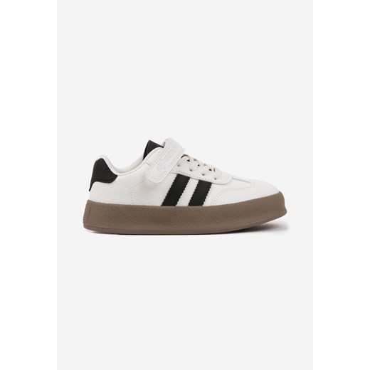 Białe Buty Sportowe Sneakersy Tenisówki ze Skórzaną Wkładką i Paskami Felresil ze sklepu born2be.pl w kategorii Trampki dziecięce - zdjęcie 178147160