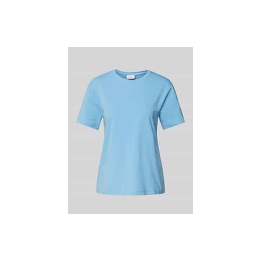 T-shirt z prążkowanym,okrągłym dekoltem model ‘NORA’ ze sklepu Peek&Cloppenburg  w kategorii Bluzki damskie - zdjęcie 178147772