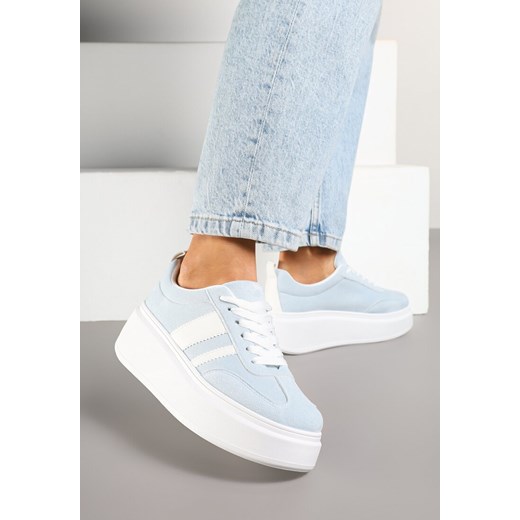Niebieskie Sneakersy Kultowe Tenisówki na Platformie z Koturnem Elisara ze sklepu born2be.pl w kategorii Buty sportowe damskie - zdjęcie 178150412