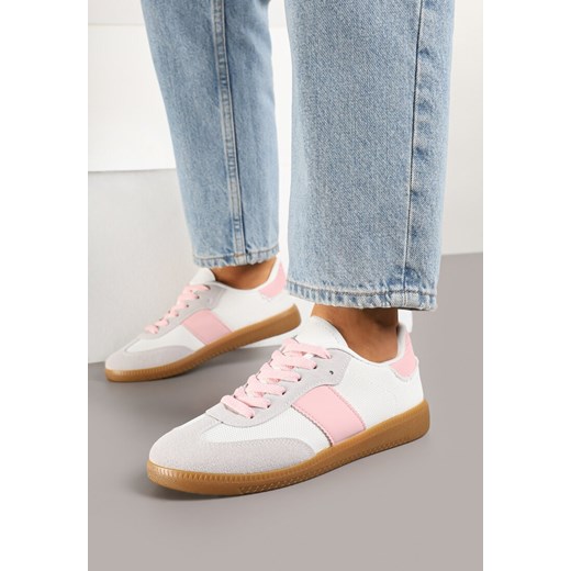 Biało-Różowe Sneakersy Retro w Stylu Klasycznych Tenisówek Tanonea ze sklepu born2be.pl w kategorii Buty sportowe damskie - zdjęcie 178150460